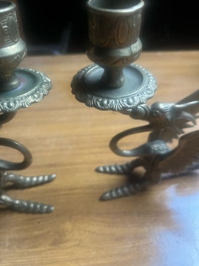 2 Antique solid brass  Dragon  candle sticks
