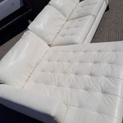 L shaped cream Italian leather couch