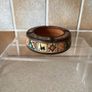 Vintage Handpainted Terracotta Ashtray & Round Carved Wooden Handpainted Trinket Box Image 3