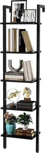 NEW SALE | Bookshelf Wall Mounted, Ladder Shelf, 5-Tier Bookcase Rack, Storage Unit with Metal Frame