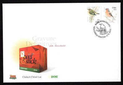2002 Ireland Tenth Definitive Stamps Series Birds 41c Enschede Self-Adhesive Coils (Chaffinch & Goldcrest) An Post First Day Cover (FDC)