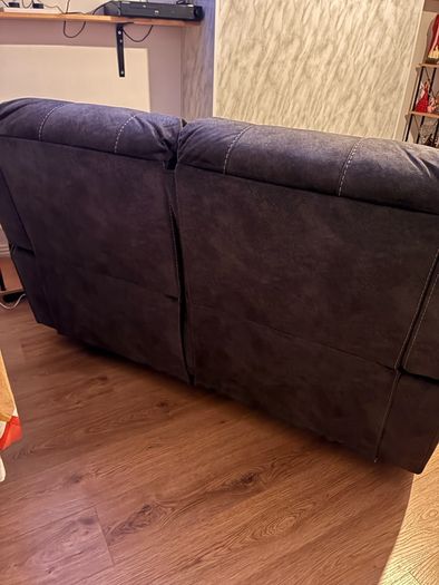 X2 2 seater grey suede recliner couch