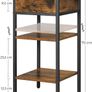 Tall Bedside Table With One Drawer And 2 Shelves, Space-Saving Industrial Style, Vintage Brown/Black Image 5