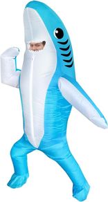 SEASONAL SALE  Inflatable Costume Adult shark costume- Funny Dress Party Costume for Adult Halloween blue