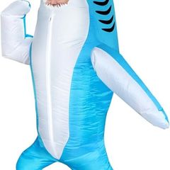 SEASONAL SALE  Inflatable Costume Adult shark costume- Funny Dress Party Costume for Adult Halloween blue