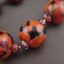 Antique Venetian Style Orange Millefiori & Chevron Glass Beads Necklace Image 10