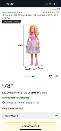 Large Barbie Doll 70cm Doll Friend.