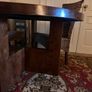 Walnut veneer dining table and four rattan dining chairs Image 4