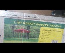 Grey Garden Parasol 2.7 Metres with crank. Brand new in box. Unopened .