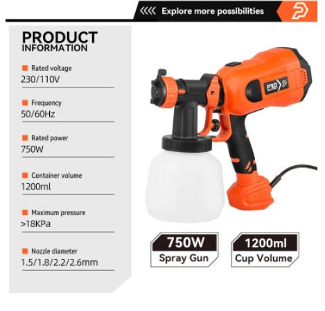 600W Electric Spray Gun 4 Nozzle Sizes 1000ml HVLP Household Paint Sprayer Flow Control Airbrush