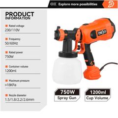 600W Electric Spray Gun 4 Nozzle Sizes 1000ml HVLP Household Paint Sprayer Flow Control Airbrush