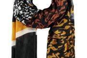 SAMOON. SALE New Large Scarf/ Shawl From Samoon. In Shades Of Brown, Black Mustard And White .l