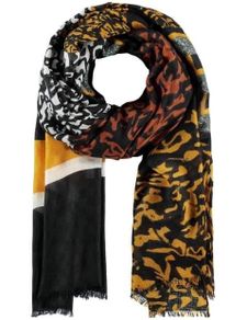 SAMOON. SALE New Large Scarf/ Shawl From Samoon. In Shades Of Brown, Black Mustard And White .l