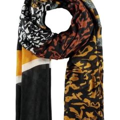 SAMOON. SALE New Large Scarf/ Shawl From Samoon. In Shades Of Brown, Black Mustard And White .l