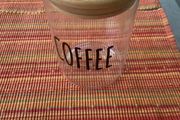 Cambridge glass and wood coffee container
