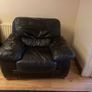 2-1 real leather, chocolate  brown couch and armchair. Image 4