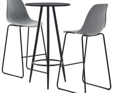 3 Piece Bar Set Plastic Grey