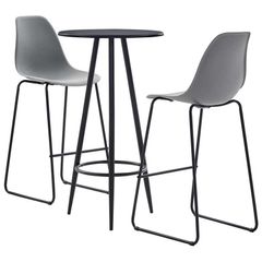 3 Piece Bar Set Plastic Grey