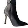 Black satin boots with diamonte design Image 2