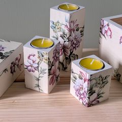 Wooden Storage Box &Tea Light Candle Holders