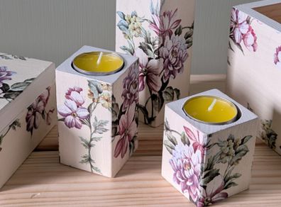 Wooden Storage Box &Tea Light Candle Holders