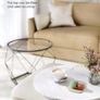NEW SALE | Round Coffee Tables, Set of 2 Side Tables, Modern Style, Removable Tabletop, Steel Frame, for Living Room, White and Black Image 4
