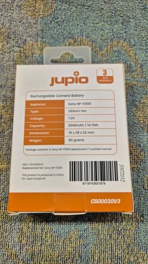 Brand New Jupio NP-FZ100 Battery for Sony (Unused)