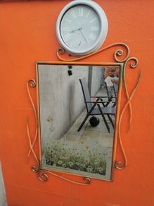 Large heavy outdoor garden mirror
