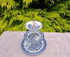 By post only blue homemade cake stand