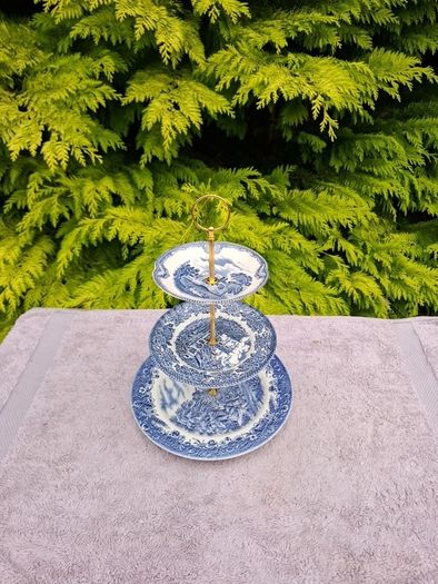 By post only blue homemade cake stand