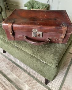 Antique Irish Made Leather Suit Case