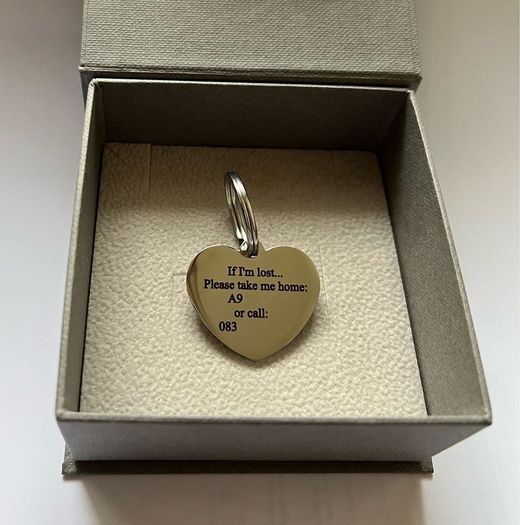 Personalised Engraved Silver Heart shape Dog tag
