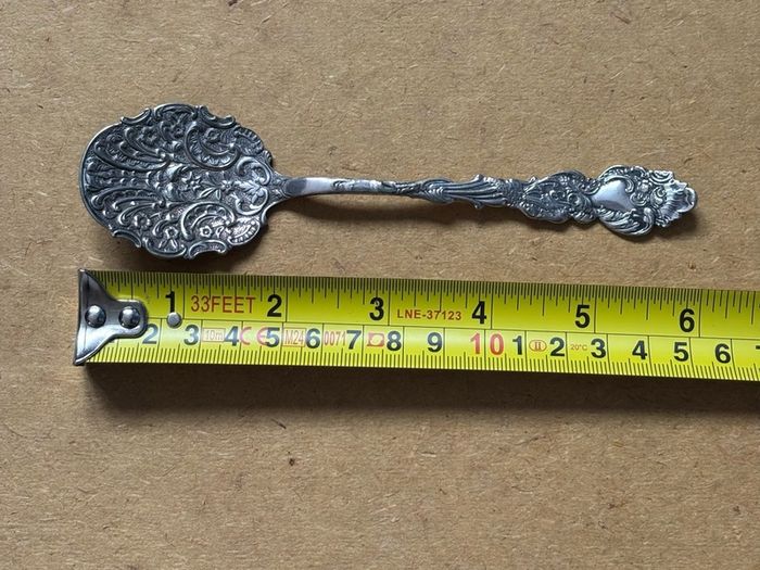 Antique detailed Repousse silver-plated jam spoon