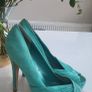 ALDO suede aqua peep toe heels Sz 40 (Fit 7UK) Image 2