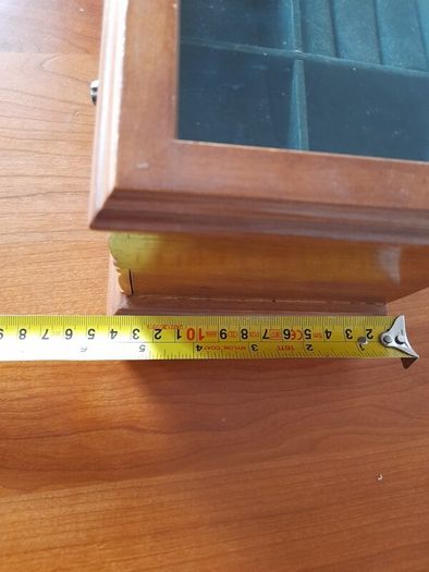 Wooden jewellery box with metal handles