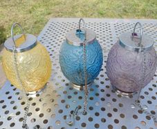 Set of 3 glass, hanging Tea light holders suit Garden