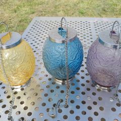 Set of 3 glass, hanging Tea light holders suit Garden