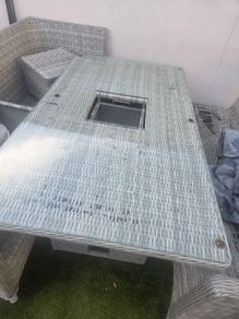 garden table with ice bucket