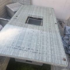 garden table with ice bucket