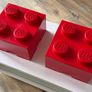 Red LEGO 4-Stud Storage Bricks Stackable Lift-Off Lid (Pair) Image 2