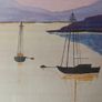 Sunset sailboats  original watercolor, signed DTB Image 3