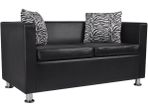 Living Room Sofa Lounge Sofa Couch Faux Leather Black