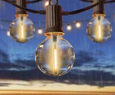 FREE EXPRESS SHIPPING Outdoor String Lights Mains Powered, 50Ft Waterproof IP65 Garden String Lights, 25+2 G40 Globe Bulbs