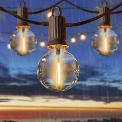 FREE EXPRESS SHIPPING Outdoor String Lights Mains Powered, 50Ft Waterproof IP65 Garden String Lights, 25+2 G40 Globe Bulbs