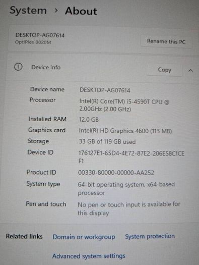 Dell OptiPlex 3020M Intel i5-4590T 12GB RAM 120GB SSD Windows 11 Pro Small Form Factor Desktop Cheap Bargain