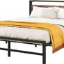 King Size bed frame With Wood Storage Headboard No Box Spring Needed,Steel Slats Mattress Foundation Square Pipe Design Noise Free Black King Image 5