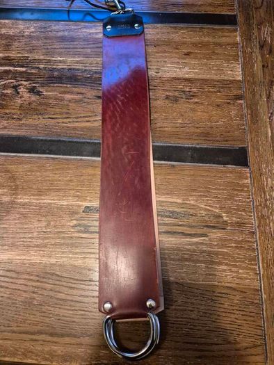 Double straight razor strop cordovan leather