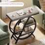 Industrial Side Table 3-Tier Narrow Side Table with Storage Space Metal Frame Image 3