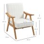 Upholstered armchair in Scandi design, velvet-look, solid wood frame, 68 x 74 x 82 cm, Natural+Cream Image 3