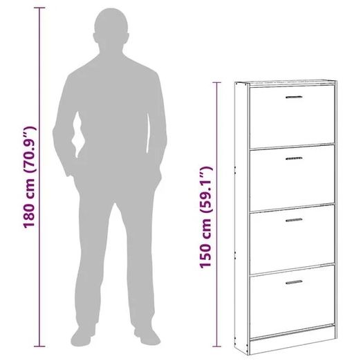 Shoe Cabinet Smoked Oak 59x17x150 cm Engineered Wood